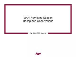 2004 Hurricane Season Recap and Observations