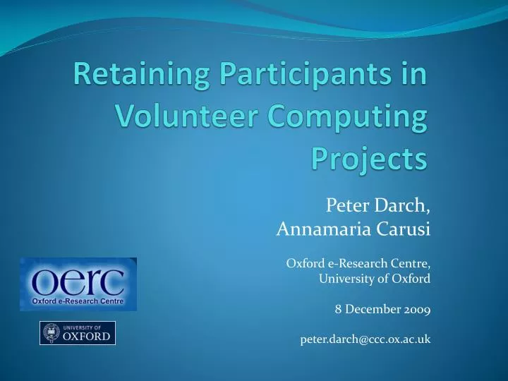 retaining participants in volunteer computing projects
