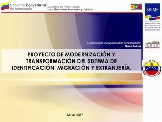 proyecto de modernizaci n y transformaci n del sistema de identificaci n migraci n y extranjer a