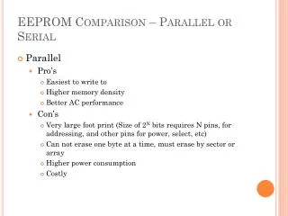 EEPROM Comparison – Parallel or Serial