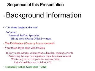 Sequence of this Presentation