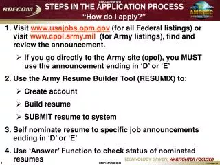 STEPS IN THE APPLICATION PROCESS “How do I apply?”