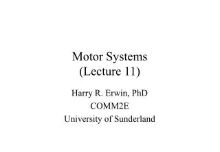 Motor Systems (Lecture 11)
