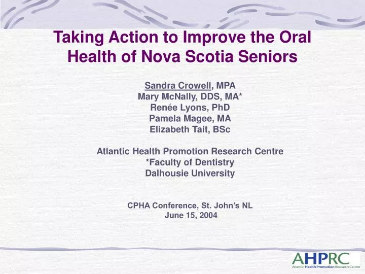 taking action to improve the oral health of nova scotia seniors