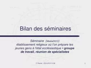 bilan des s minaires