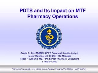 PDTS and Its Impact on MTF Pharmacy Operations