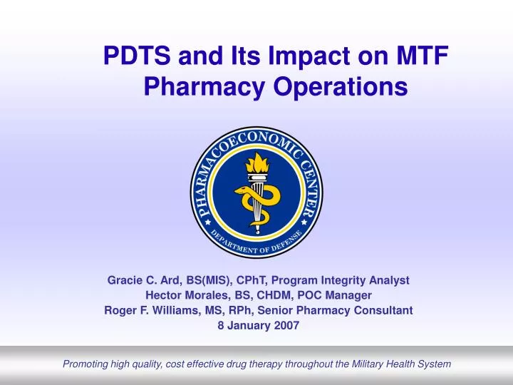 pdts and its impact on mtf pharmacy operations