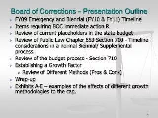 Board of Corrections – Presentation Outline