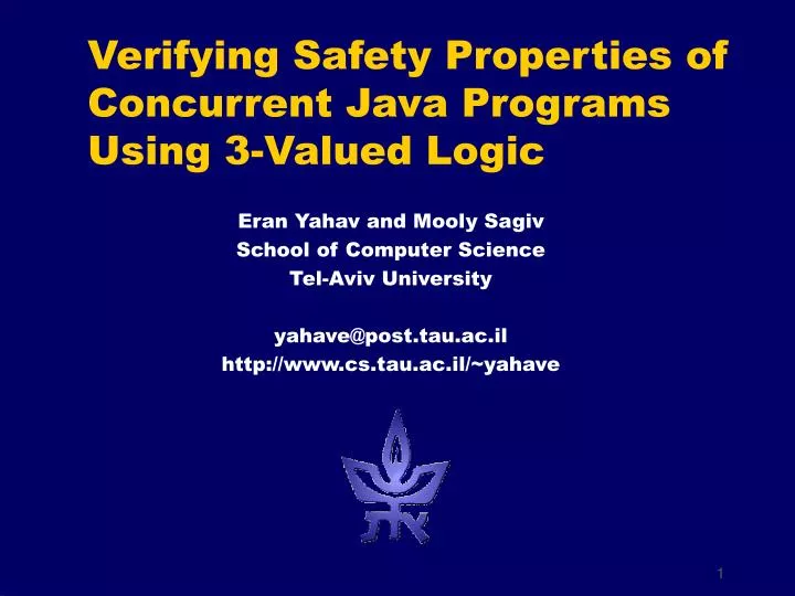 verifying safety properties of concurrent java programs using 3 valued logic