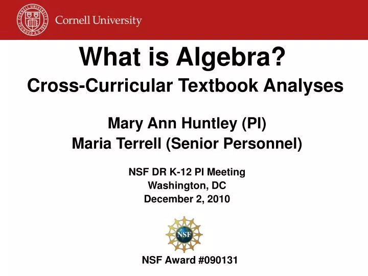 what is algebra cross curricular textbook analyses