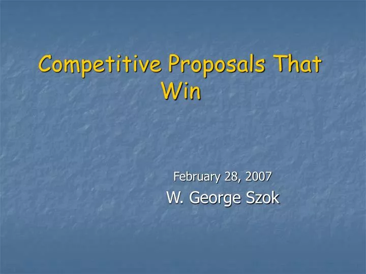 competitive proposals that win