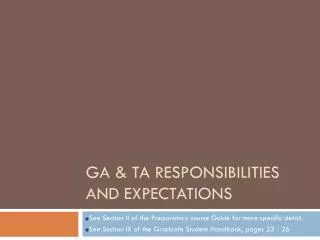 GA &amp; TA Responsibilities and Expectations
