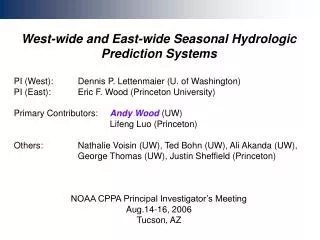 West-wide and East-wide Seasonal Hydrologic Prediction Systems
