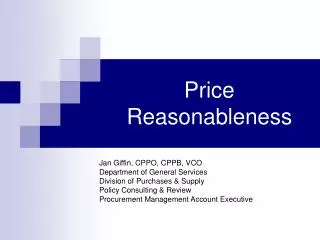 Price Reasonableness