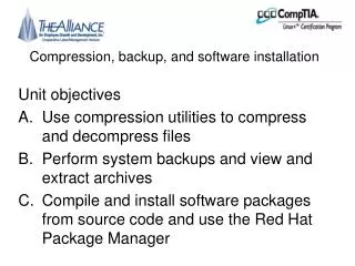 Compression, backup, and software installation