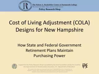 Cost of Living Adjustment (COLA) Designs for New Hampshire