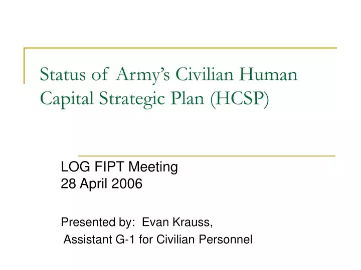 status of army s civilian human capital strategic plan hcsp