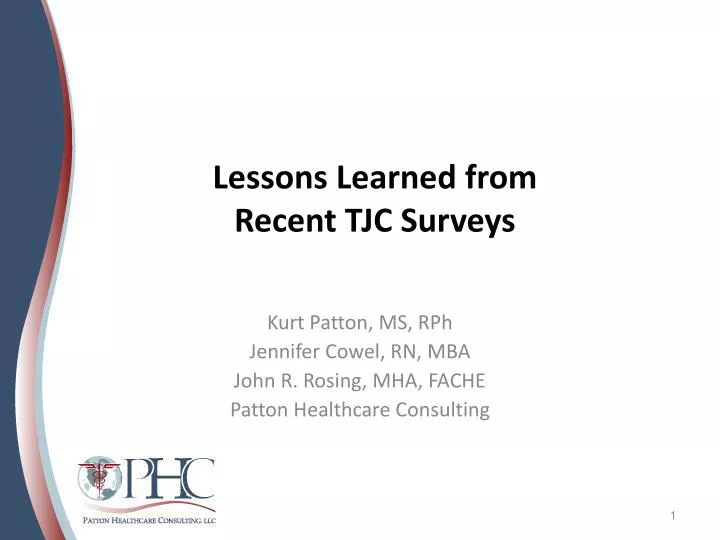 lessons learned from recent tjc surveys