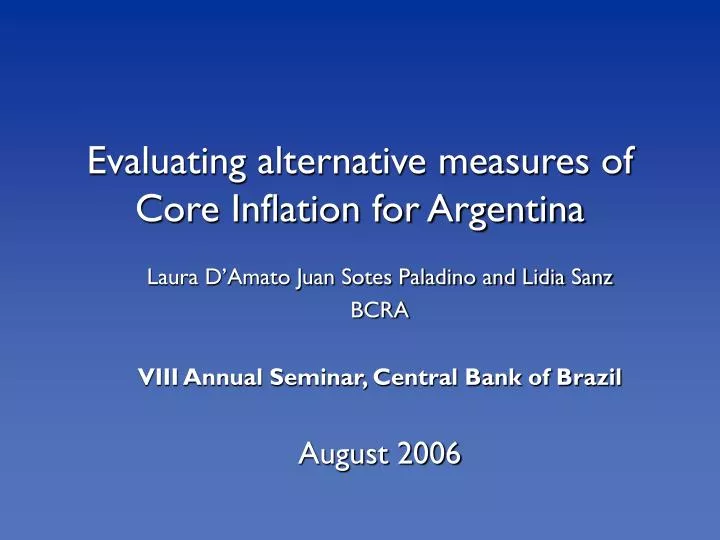 evaluating alternative measures of core inflation for argentina