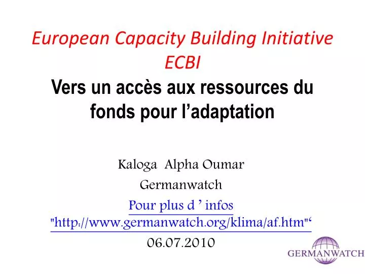 european capacity building initiative ecbi vers un acc s aux ressources du fonds pour l adaptation