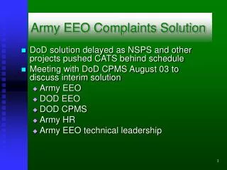 Army EEO Complaints Solution
