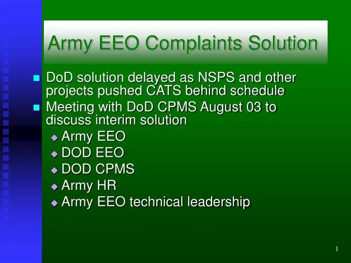 army eeo complaints solution