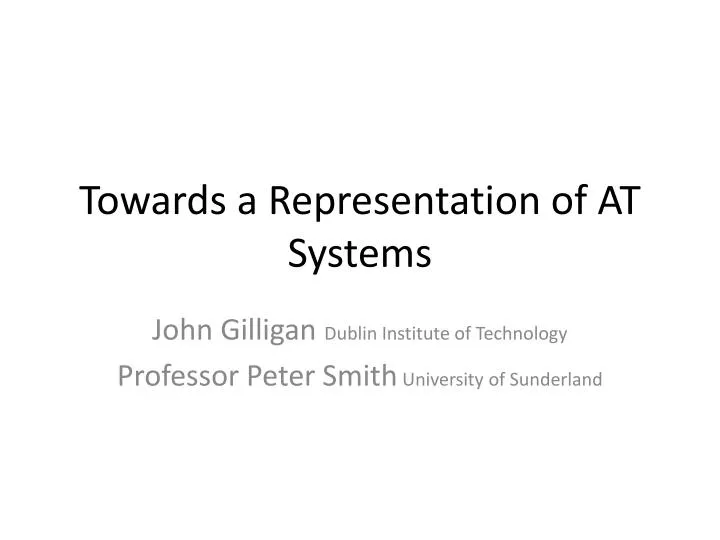 towards a representation of at systems