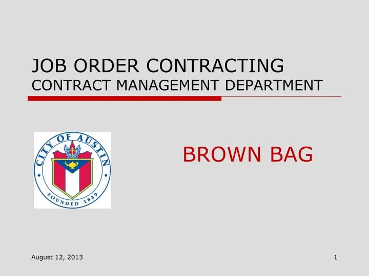job order contracting contract management department