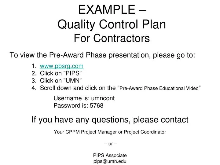 example quality control plan for contractors