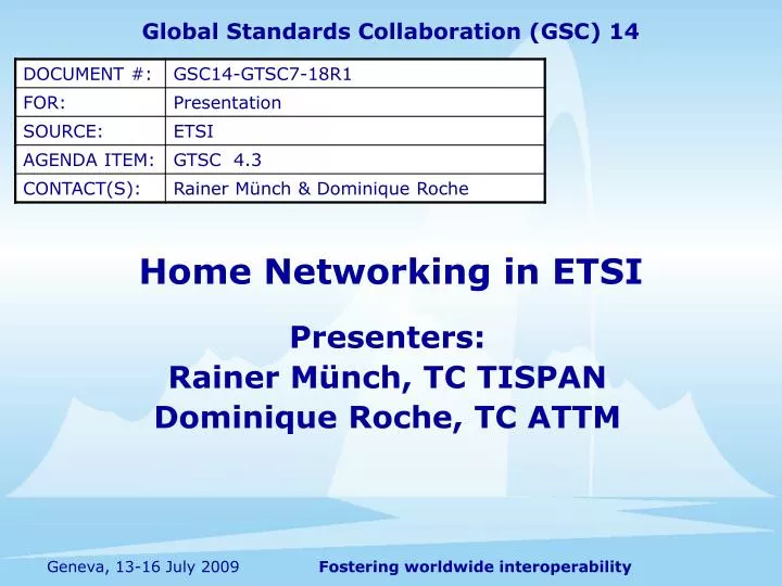 home networking in etsi
