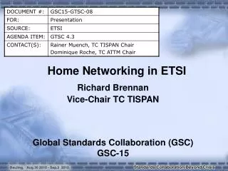 Home Networking in ETSI