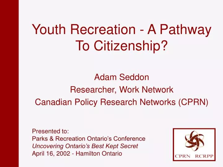 youth recreation a pathway to citizenship
