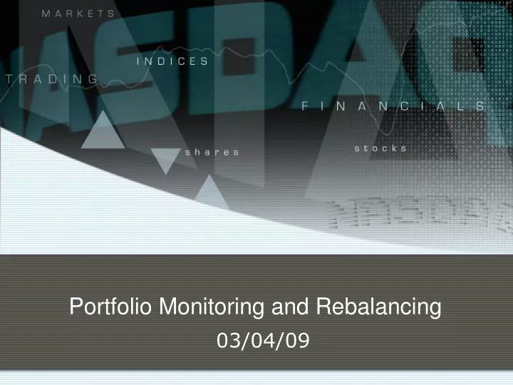 portfolio monitoring and rebalancing