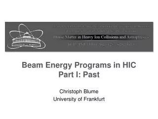 Beam Energy Programs in HIC Part I: Past