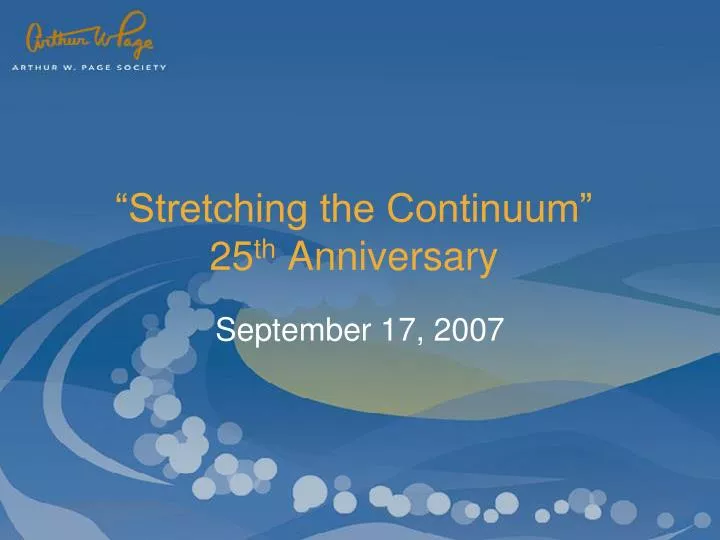 stretching the continuum 25 th anniversary