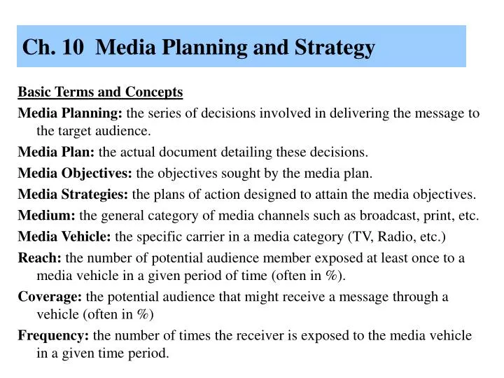 ch 10 media planning and strategy