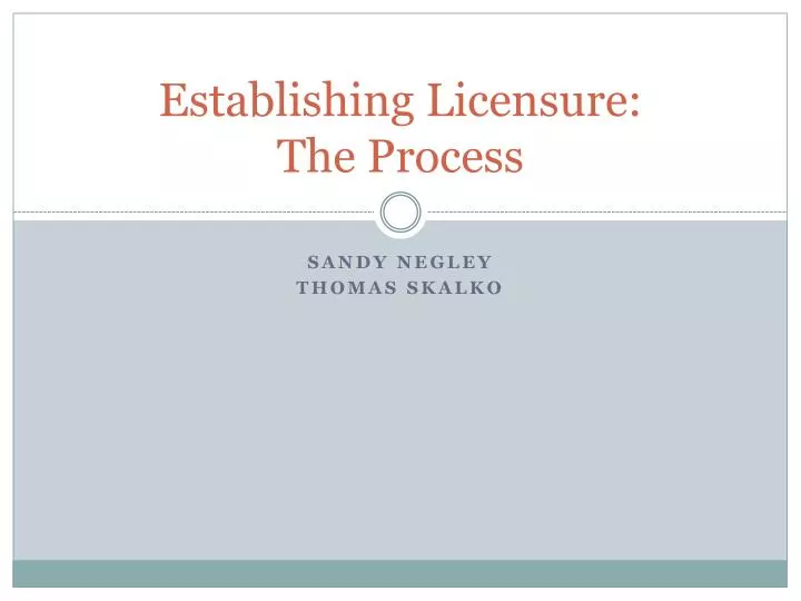establishing licensure the process