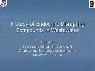 A Study of Endocrine Disrupting Compounds in Wastewater