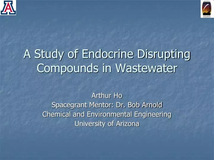 a study of endocrine disrupting compounds in wastewater