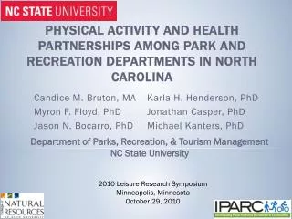 Physical Activity and Health Partnerships among Park and Recreation Departments in North Carolina