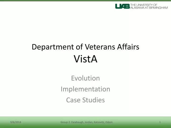 department of veterans affairs vista