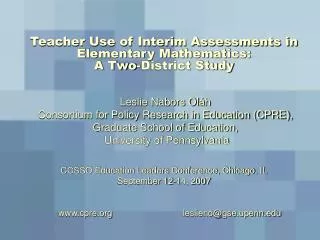 Teacher Use of Interim Assessments in Elementary Mathematics: A Two-District Study