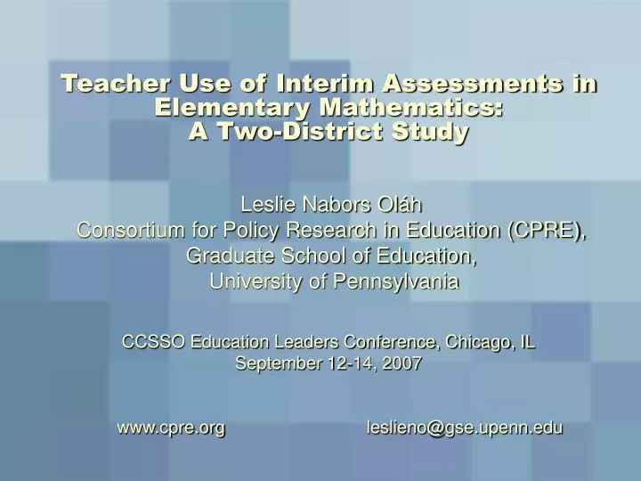 teacher use of interim assessments in elementary mathematics a two district study