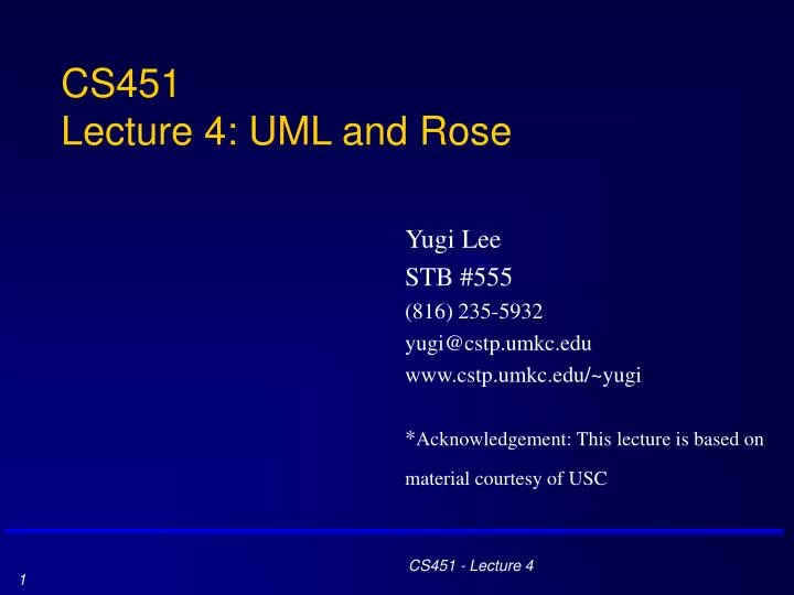 cs451 lecture 4 uml and rose