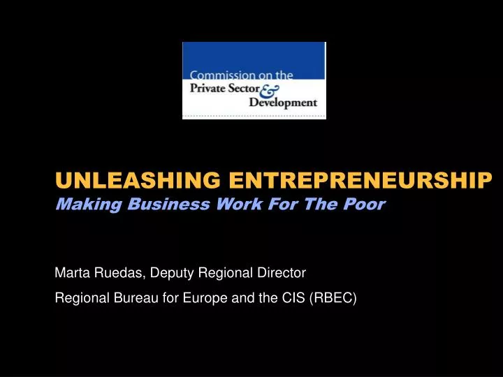 unleashing entrepreneurship making business work for the poor
