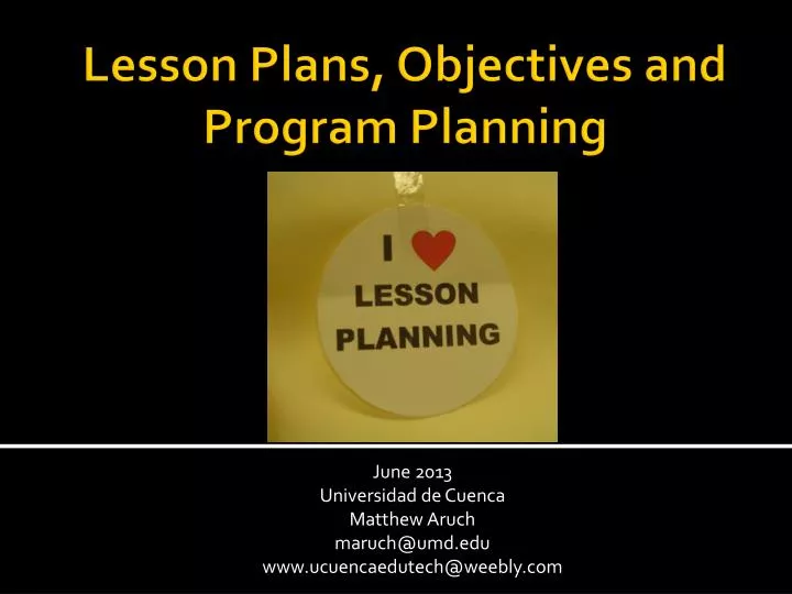 lesson plans objectives and program planning