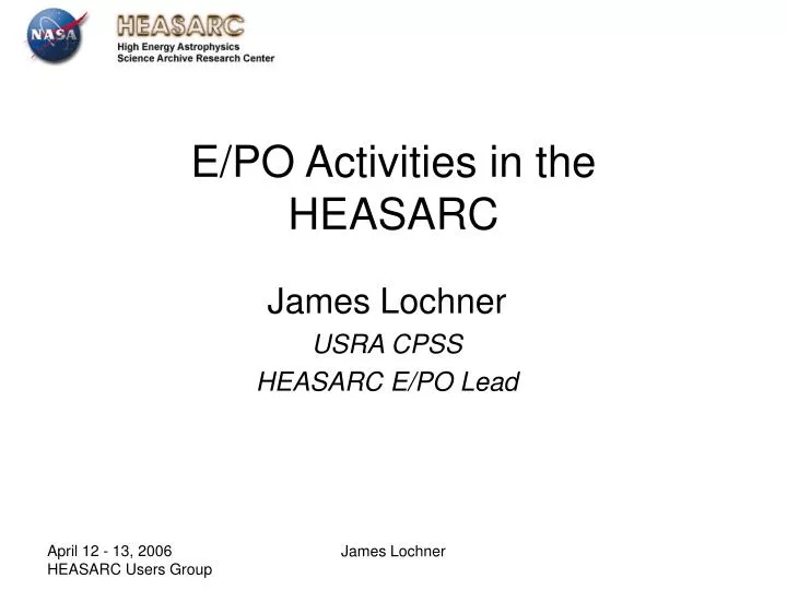e po activities in the heasarc