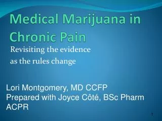 Medical Marijuana in Chronic Pain