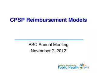 CPSP Reimbursement Models