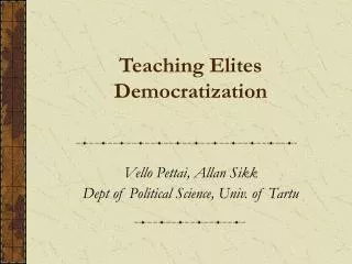 Teaching Elites Democratization